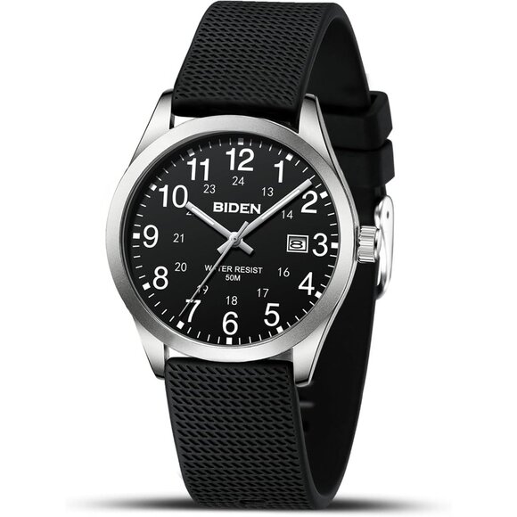 ⚡Silver Black Mens Watches Analog Quartz Sports Unisex Fashion Casual Designer - Picture 1 of 9